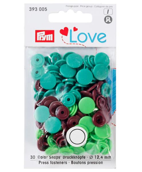 Prym Love Druckknöpfe "Color Snaps" Grün Braun - Ø 12,4 mm - 30 Stück
